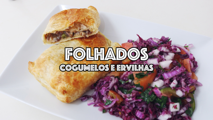 folhados de cogumelos e ervilhas