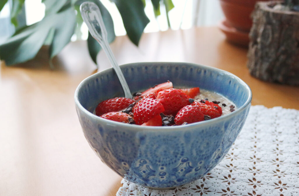 taça com papas de aveias